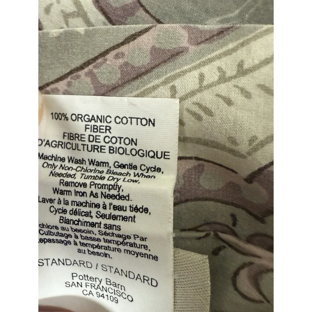 Pottery Barn Ashlyn Shams Paisley Purple Gray 100% Organic Cotton Standard‎ SZ 2